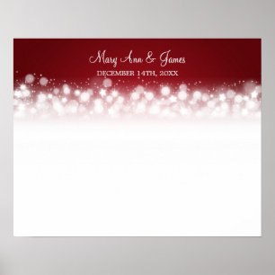 Wedding Guestbook Magic Sparkle Red Poster