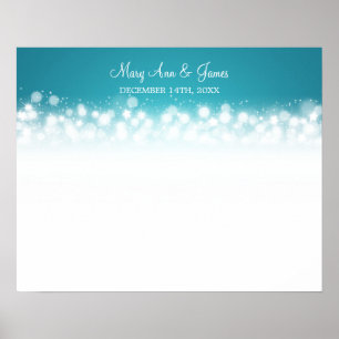 Wedding Guestbook Magic Sparkle Turquoise Poster