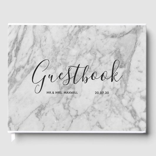 Wedding Guestbook | Minimalistisch Chic aus weißem Gästebuch (Vorderseite)