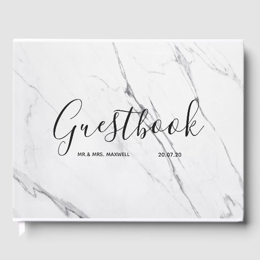 Wedding Guestbook | Minimalistisch Chic aus weißem Gästebuch (Vorderseite)