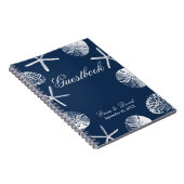 Wedding Guestbook | Navy Blue Beach Theme Seashell Notizblock (Rechte Seite)