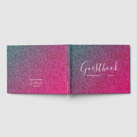 Wedding Guestbook | Rosa Glitzer Chic Gästebuch (Voll)