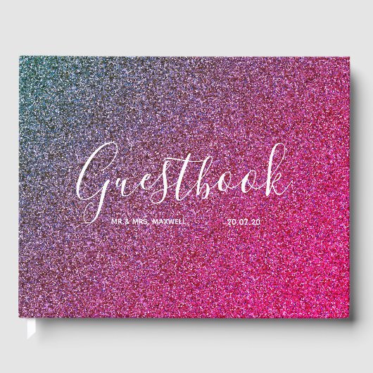 Wedding Guestbook | Rosa Glitzer Chic Gästebuch (Vorderseite)