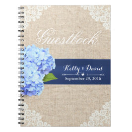 Wedding Guestbook | Rustic Hydrangea Lace & Burlap Notizblock