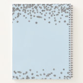 Wedding Guestbook Silver Glitzer Confetti Ice Blue Notizblock (Rückseite)