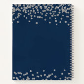 Wedding Guestbook Silver Glitzer Confetti Navy Notizbuch (Rückseite)