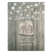 Wedding Guestbook Wood Chic Mason Jar String Light Notizblock (Vorderseite)