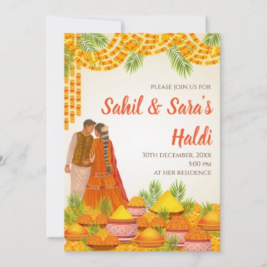 Wedding Haldi Einladungen Digital Pithi lädt ein (Vorderseite)