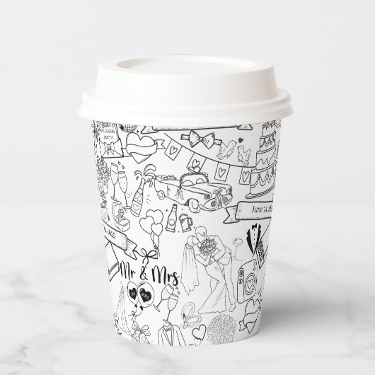 Wedding Hand Drawn Design Coffee Cups Pappbecher (Links)