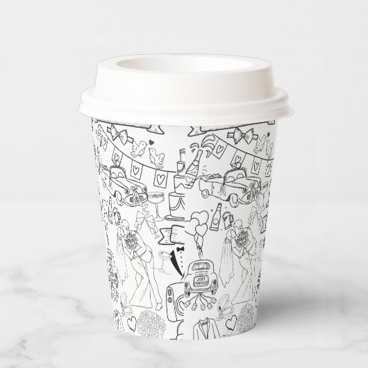 Wedding Hand Drawn Design Coffee Cups Pappbecher (Rechts)