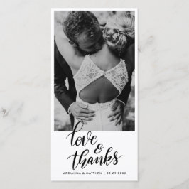 Wedding handgeschriebene Liebe und Paar-Foto des Dankeskarte