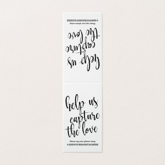 Wedding Hashtag Schilder Kalligrafie Schwarz-Weiß (Außenseite Aufgefaltet)