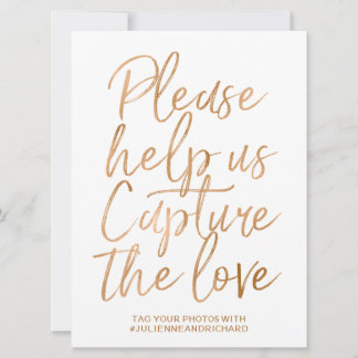 Wedding Hashtag Sign | Stilvolle Goldene Rose Lett