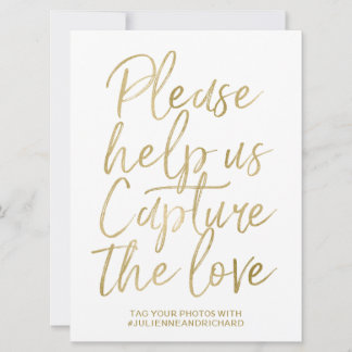 Wedding Hashtag Sign | Stilvolle Goldhandschrift