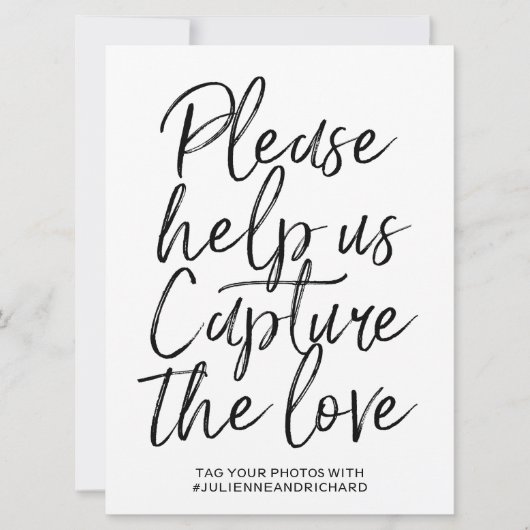 Wedding Hashtag Sign | Stilvolle Handschrift Einladung (Vorderseite)