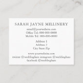 Wedding Hat Designer Milliner Business Card Visitenkarte (Rückseite)