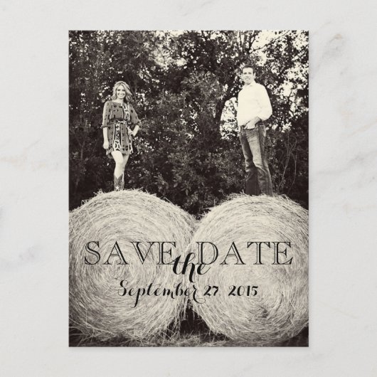 Wedding Hay Bales Foto SAVE THE DATE Postkarte (Vorderseite)