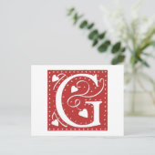 Wedding Heart Letter G Postkarte (Stehend Vorderseite)