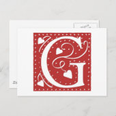 Wedding Heart Letter G Postkarte (Vorne/Hinten)