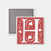 Wedding Heart Letter H Magnet (Vorderseite/Rückseite)