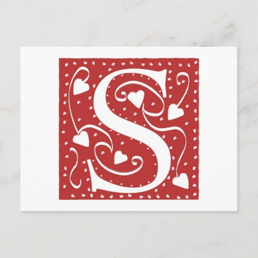 Wedding Heart Letter S Postkarte (Vorderseite)