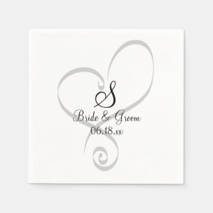 Wedding Heart Monogram Date Names Bride Groom Serviette