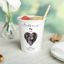 Wedding Heart Photo Couple Pet Dog Drinks on Us Pappbecher