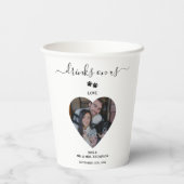 Wedding Heart Photo Couple Pet Dog Drinks on Us Pappbecher (Rückseite)