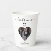 Wedding Heart Photo Couple Pet Dog Drinks on Us Pappbecher (Vorderseite)