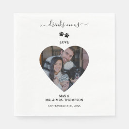 Wedding Heart Photo Couple Pet Dog Drinks on Us Serviette