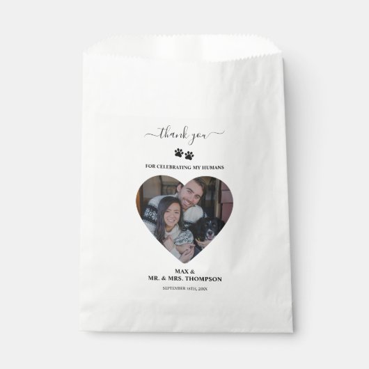 Wedding Heart Photo Couple Pet Dog My Humans Geschenktütchen (Vorderseite)