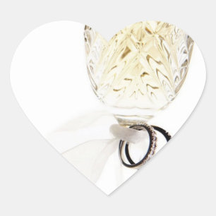 Wedding Hearts Champagne Glass Wedding Rings Herz-Aufkleber