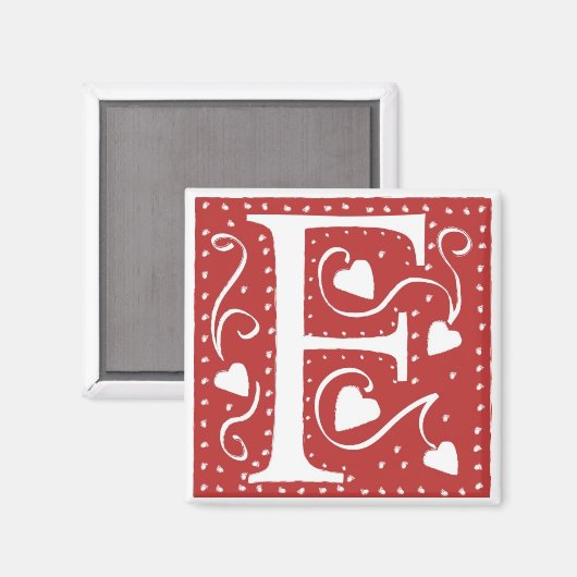 Wedding Hearts Letter F Magnet (Vorderseite/Rückseite)