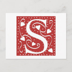 Wedding Hearts Letter S Postkarte