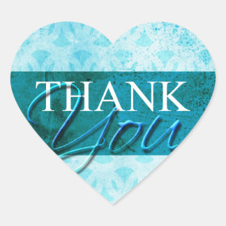 Wedding Hearts Light Blue Danke Envelope Label Herz-Aufkleber