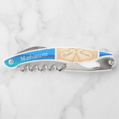 Wedding Hearts Sand Bridesmaid Monogram Kellnermesser (Rückseite)