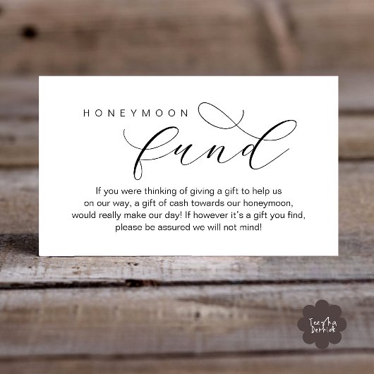 Wedding Honeymoon Fund, A Note on Gifts Begleitkarte