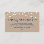 Wedding Honeymoon Fund Wish, Rustic String Lights Begleitkarte (Vorderseite)