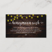 Wedding Honeymoon Fund Wish, Rustic String Lights Begleitkarte (Vorderseite)