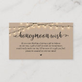 Wedding Honeymoon Fund Wish, Rustic String Lights Begleitkarte (Vorderseite)