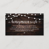 Wedding Honeymoon Fund Wish, Rustic String Lights Begleitkarte (Vorderseite)