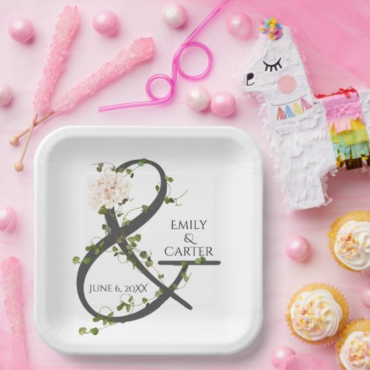 Wedding Hydrangea und Ivy Ampersand Pappteller (Party)