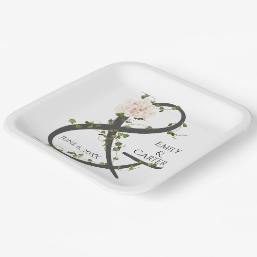 Wedding Hydrangea und Ivy Ampersand Pappteller (Gewinkelt)