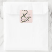 Wedding Hydrangea und Ivy Ampersand Quadratischer Aufkleber (Tasche)