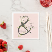 Wedding Hydrangea und Ivy Ampersand Serviette (Beispiel)