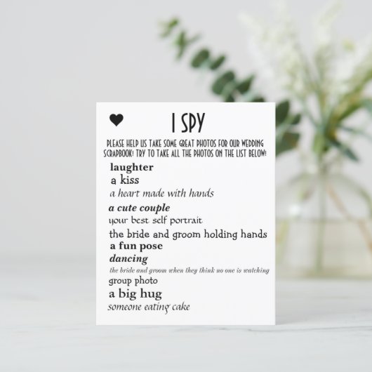 Wedding I Spy (Stehend Vorderseite)