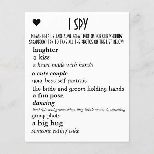 Wedding I Spy (Vorderseite)