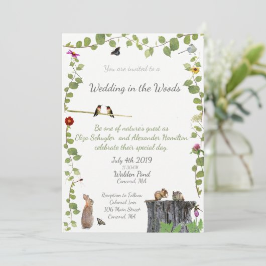 Wedding im Holz: Einladung (Stehend Vorderseite)