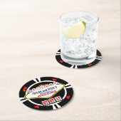 Wedding im Vegas-Kasino-Bevorzugungs-Poker-Chip Runder Pappuntersetzer (Vor Ort)