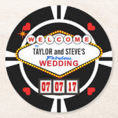 Wedding im Vegas-Kasino-Bevorzugungs-Poker-Chip Runder Pappuntersetzer (Vorderseite)